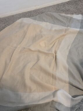 Cozy Striped Cotton Throw Blanket - Beige, Gray & White